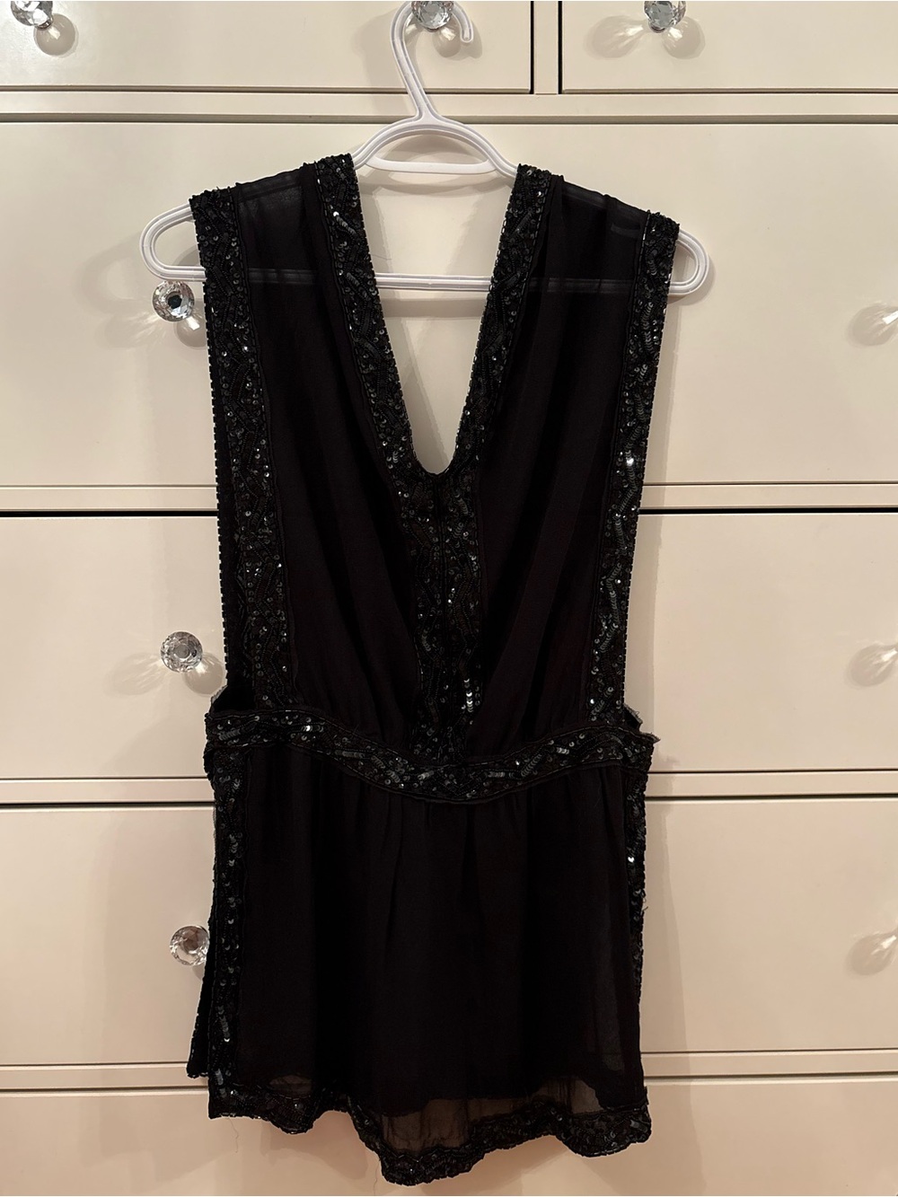 CLUB MONACO Silk Top with Beaded Trim